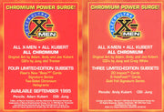 1995 Fleer Ultra X-Men All Chromium Wolverine and Cyclops Promo Cards 2 Cards - TvMovieCards.com