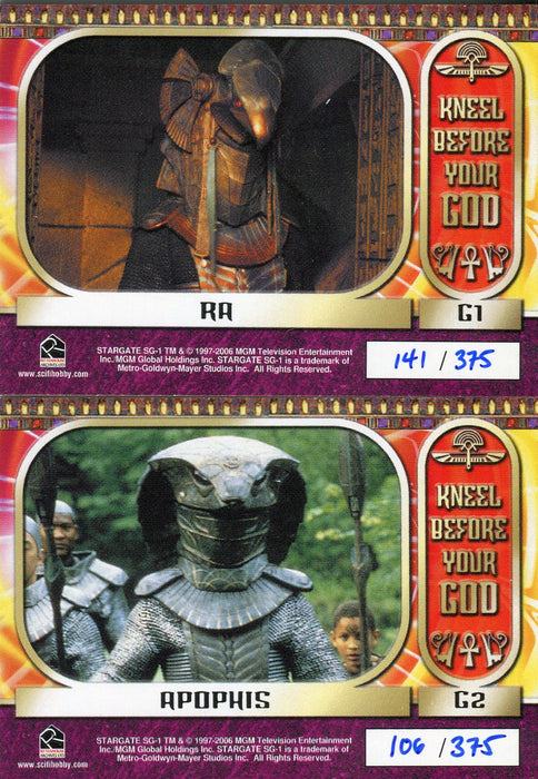 Stargate SG-1 Season Eight Kneel Before Your God Limited Chase Card Set G1 G2 - TvMovieCards.com