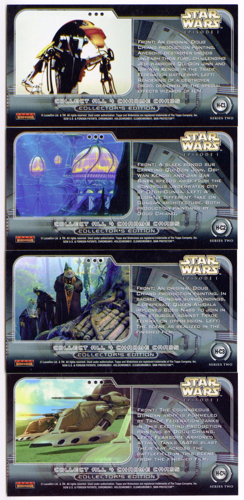 Star Wars Episode 1 Series 2 Widevision Chrome Chase Card Set H-C1/H-C4 Hobby - TvMovieCards.com