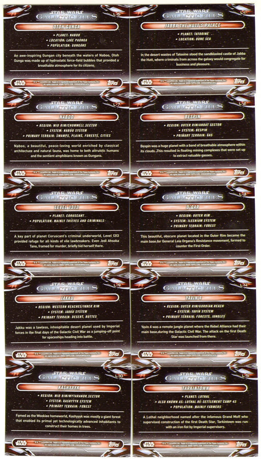 Star Wars Galactic Files Reborn Locations Chase Card Set L-1 / L-10 - TvMovieCards.com