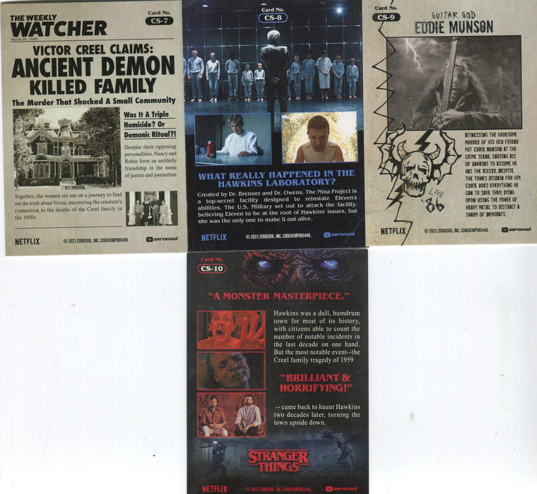 Stranger Things Season 4 Coming Soon Chase Card Set CS1-10 Topps 2023 - TvMovieCards.com