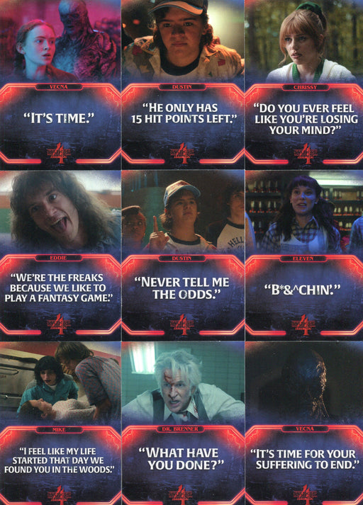 Stranger Things Season 4 Quotes Chase Card Set Q-1 thru Q-20 Topps 2023 - TvMovieCards.com