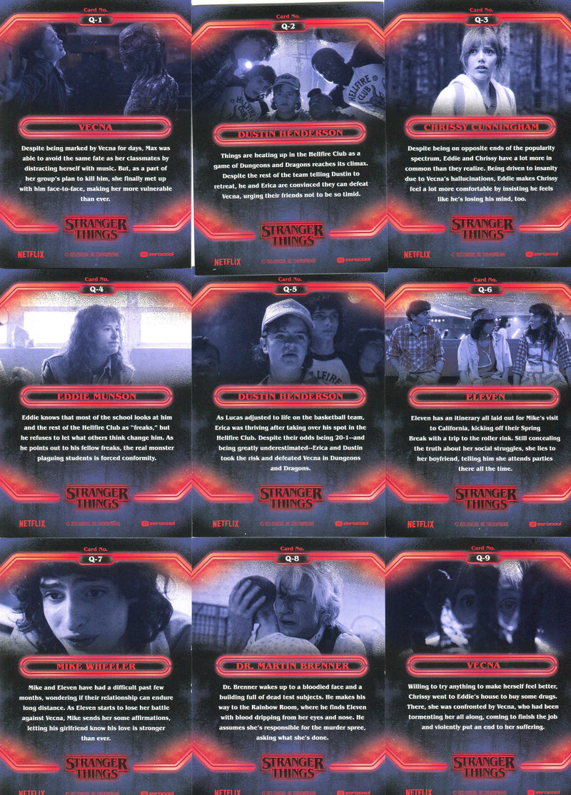 Stranger Things Season 4 Quotes Chase Card Set Q-1 thru Q-20 Topps 2023 - TvMovieCards.com