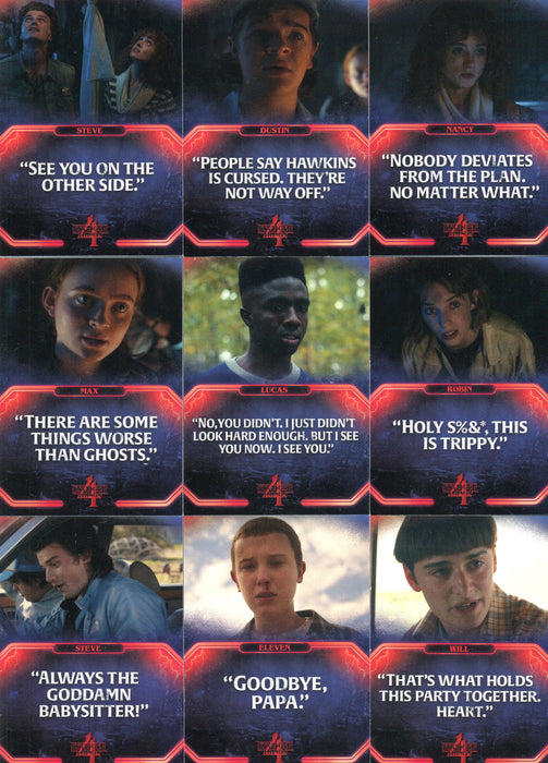 Stranger Things Season 4 Quotes Chase Card Set Q-1 thru Q-20 Topps 2023 - TvMovieCards.com