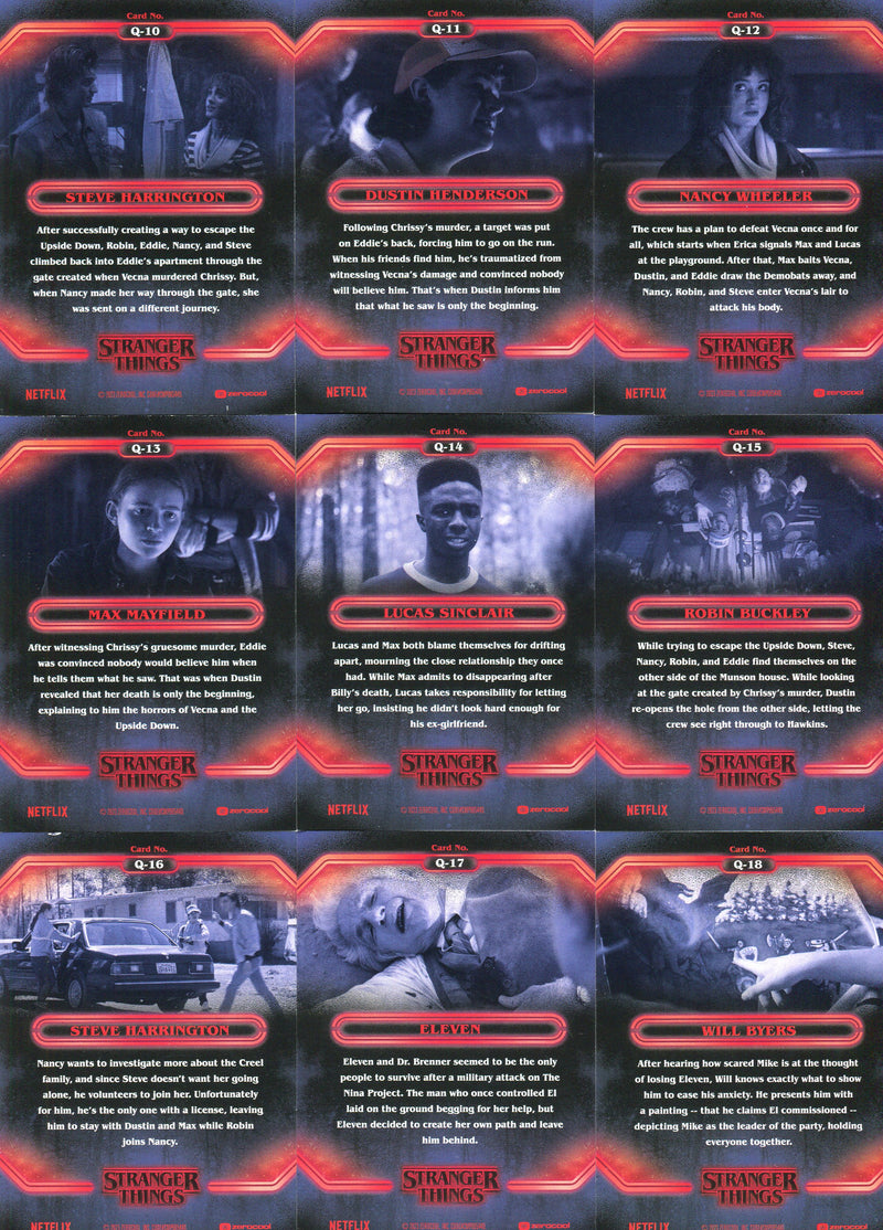 Stranger Things Season 4 Quotes Chase Card Set Q-1 thru Q-20 Topps 2023 - TvMovieCards.com
