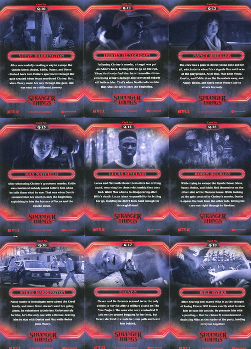 Stranger Things Season 4 Quotes Chase Card Set Q-1 thru Q-20 Topps 2023 - TvMovieCards.com