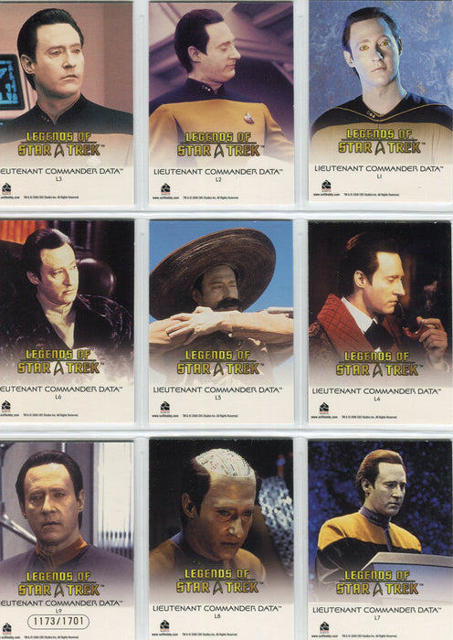 Legends Of Star Trek Series 7 Lieutenant Commander Data Chase Card Set L1-L9 - TvMovieCards.com