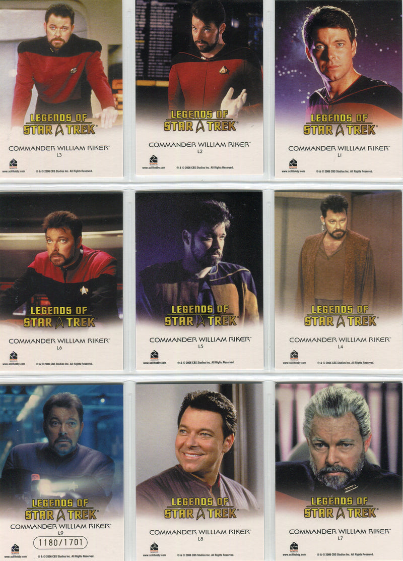Legends Of Star Trek Series 8 Commander William Riker Chase Card Set L1-L9 - TvMovieCards.com