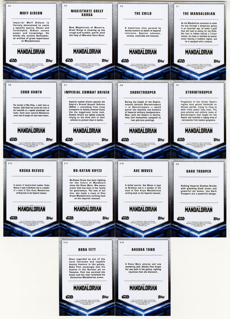 2021 Star Wars The Mandalorian Trading Card Chase Set Character C1-C14 - TvMovieCards.com