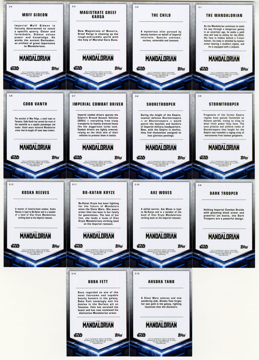 2021 Star Wars The Mandalorian Trading Card Chase Set Character C1-C14 - TvMovieCards.com