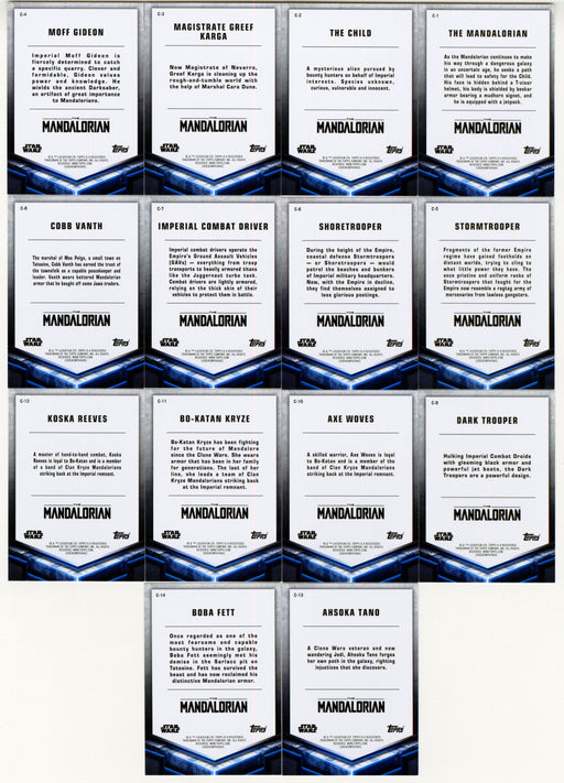 2021 Star Wars The Mandalorian Trading Card Chase Set Character C1-C14 - TvMovieCards.com