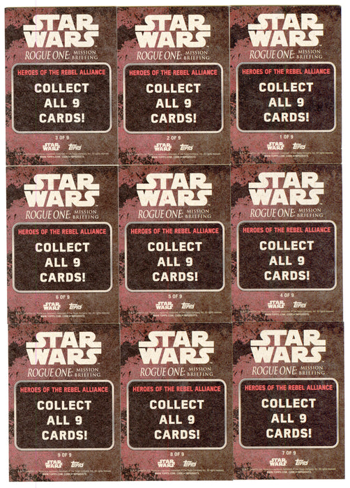 2016 Star Wars Rogue One Mission Briefing Heroes of The Rebel Alliance Set 9/9 - TvMovieCards.com