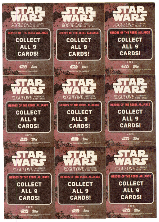2016 Star Wars Rogue One Mission Briefing Heroes of The Rebel Alliance Set 9/9 - TvMovieCards.com