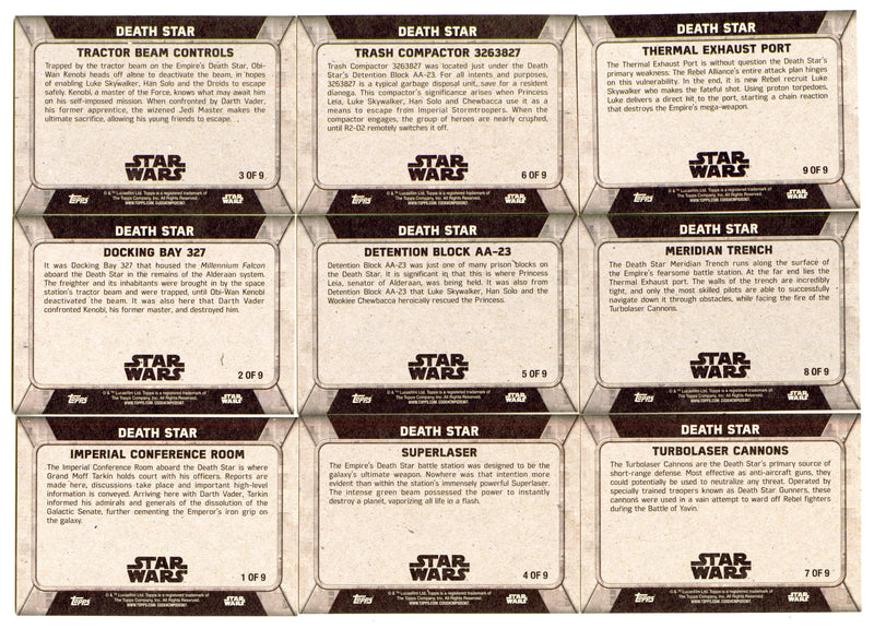 2016 Star Wars Rogue One Mission Briefing The Death Star Chase Card Set 9/9 - TvMovieCards.com