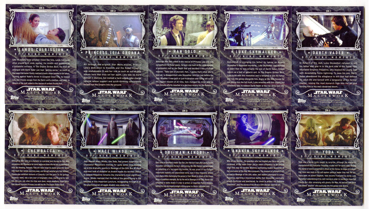 2015 Star Wars Masterwork Defining Moments Insert Chase Card Set DM-1 / DM-10 - TvMovieCards.com