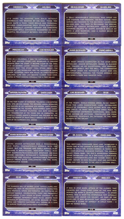 2015 Star Wars Masterwork Companions Insert Chase Card Set C-1 / C-10 - TvMovieCards.com