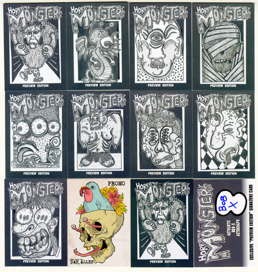 2014 Horroribile Ugly Monsters Trading Card Preview Set of 12 Bob-X Autograph - TvMovieCards.com