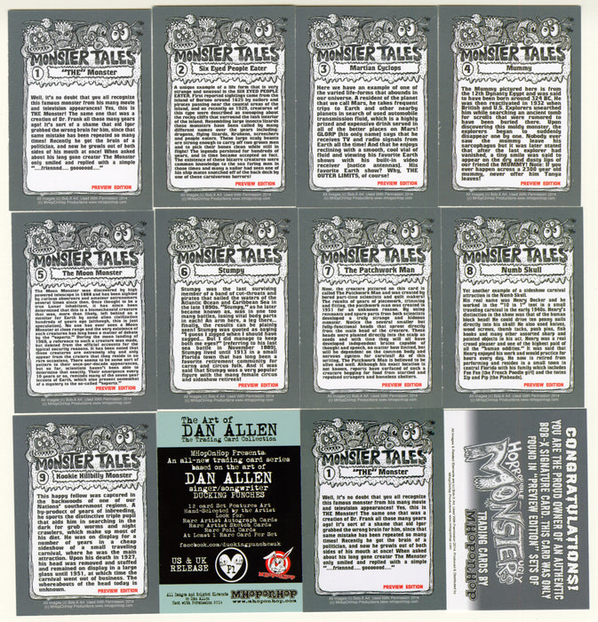 2014 Horroribile Ugly Monsters Trading Card Preview Set of 12 Bob-X Autograph - TvMovieCards.com