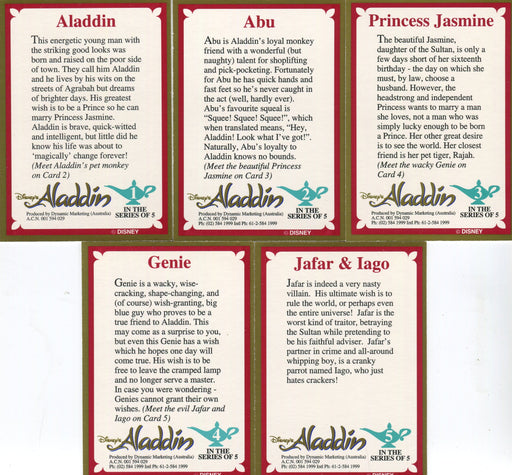 Aladdin Disney Movie Gold Chase Card Set (5) Dynamic Marketing Australia - TvMovieCards.com