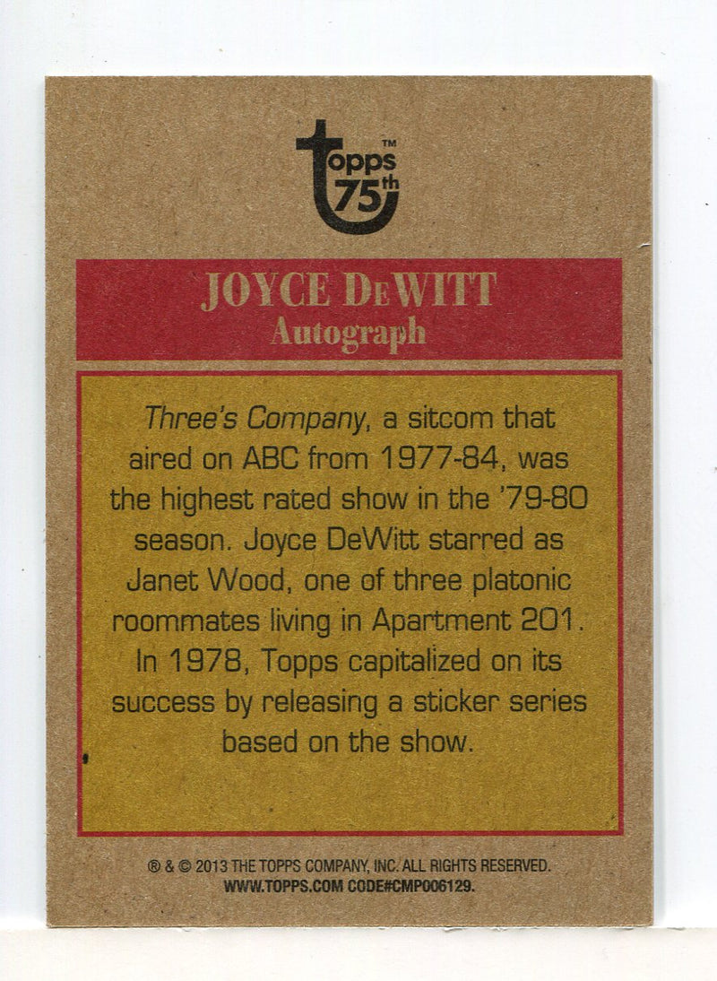 Topps 75th Anniversary Three's Company Joyce DeWitt Janet Autograph Card - TvMovieCards.com