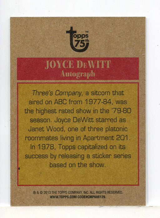 Topps 75th Anniversary Three's Company Joyce DeWitt Janet Autograph Card - TvMovieCards.com