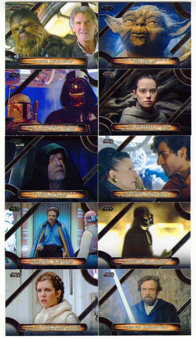 2018 Star Wars Galactic Files Memorable Quotes Chase Card Set MQ-1 / MQ-10 - TvMovieCards.com