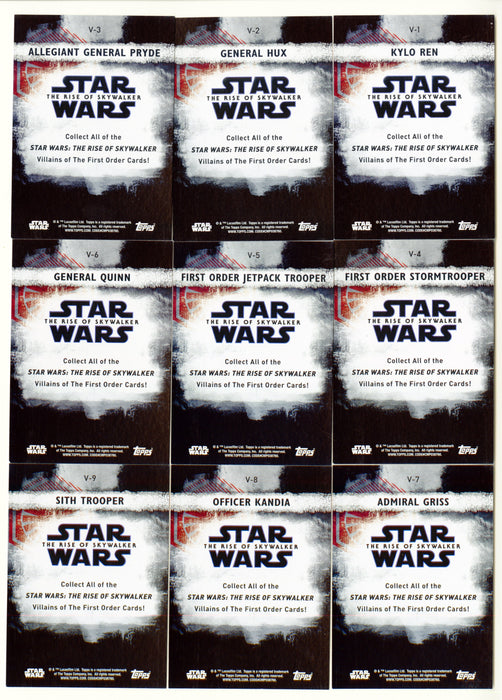 2020 Star Wars The Rise of Skywalker Series 2 Villains of the First Order Card Set V1/9 - TvMovieCards.com