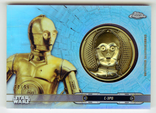 2019 Star Wars Chrome Legacy Blue C-3PO Droid Medallion DC-C3 Card /99 - TvMovieCards.com