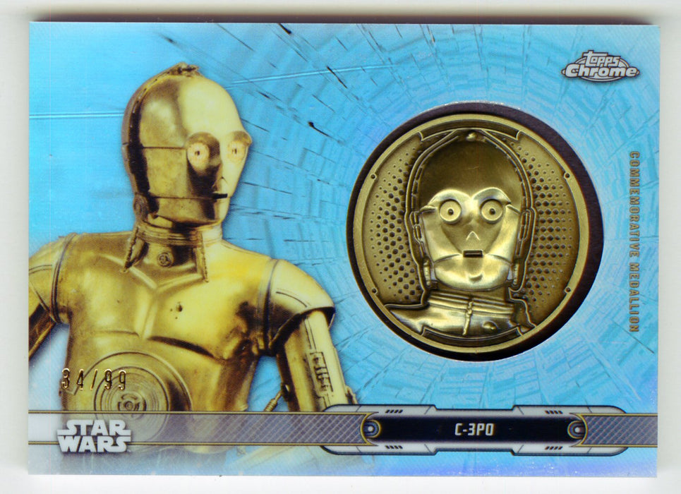 2019 Star Wars Chrome Legacy Blue C-3PO Droid Medallion DC-C3 Card /99 - TvMovieCards.com