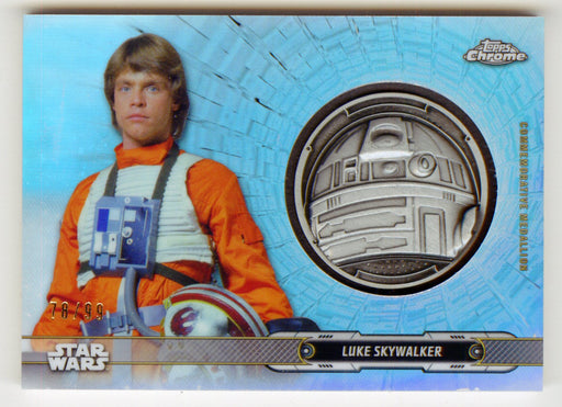 2019 Star Wars Chrome Legacy Blue Luke SkyWalker Droid Medallion DC-RL Card /99 - TvMovieCards.com