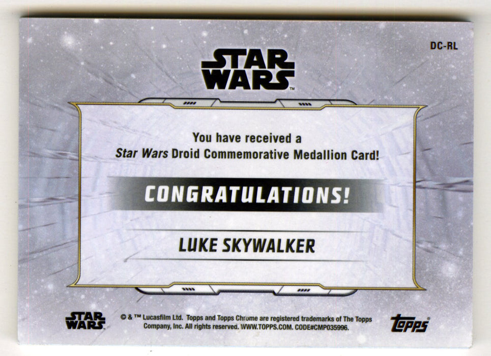 2019 Star Wars Chrome Legacy Blue Luke SkyWalker Droid Medallion DC-RL Card /99 - TvMovieCards.com
