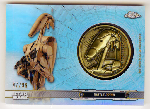 2019 Star Wars Chrome Legacy Blue Battle Droid Droid Medallion DC-BD Card /99 - TvMovieCards.com
