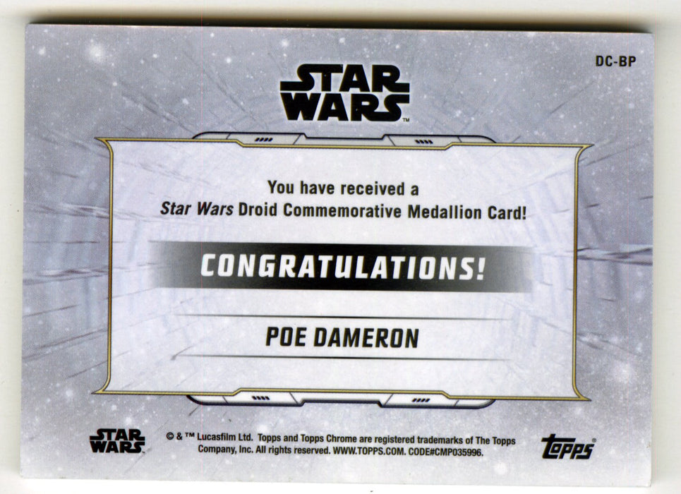 2019 Star Wars Chrome Legacy Blue Poe Dameron Droid Medallion DC-BP Card /99 - TvMovieCards.com