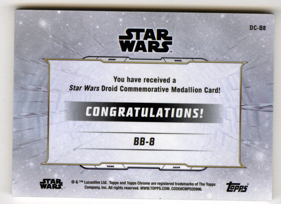 2019 Star Wars Chrome Legacy Blue BB-8 Droid Medallion DC-B8 Card /99 - TvMovieCards.com