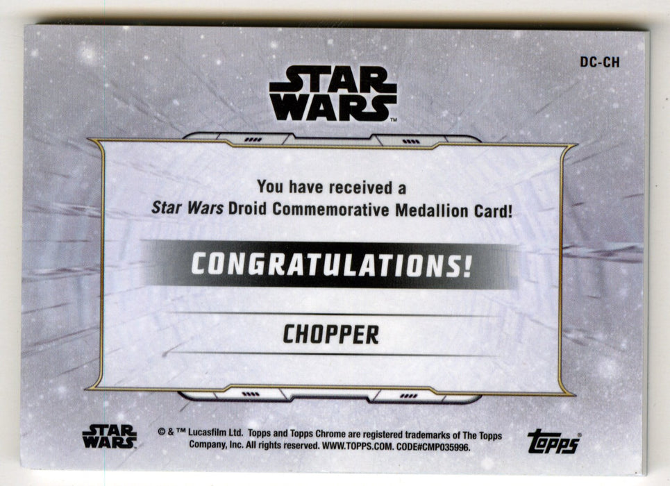 2019 Star Wars Chrome Legacy Blue Chopper Droid Medallion DC-CH Card /99 - TvMovieCards.com