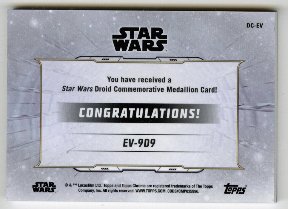 2019 Star Wars Chrome Legacy Blue EV-9D9 Droid Medallion DC-EV Card /99 - TvMovieCards.com
