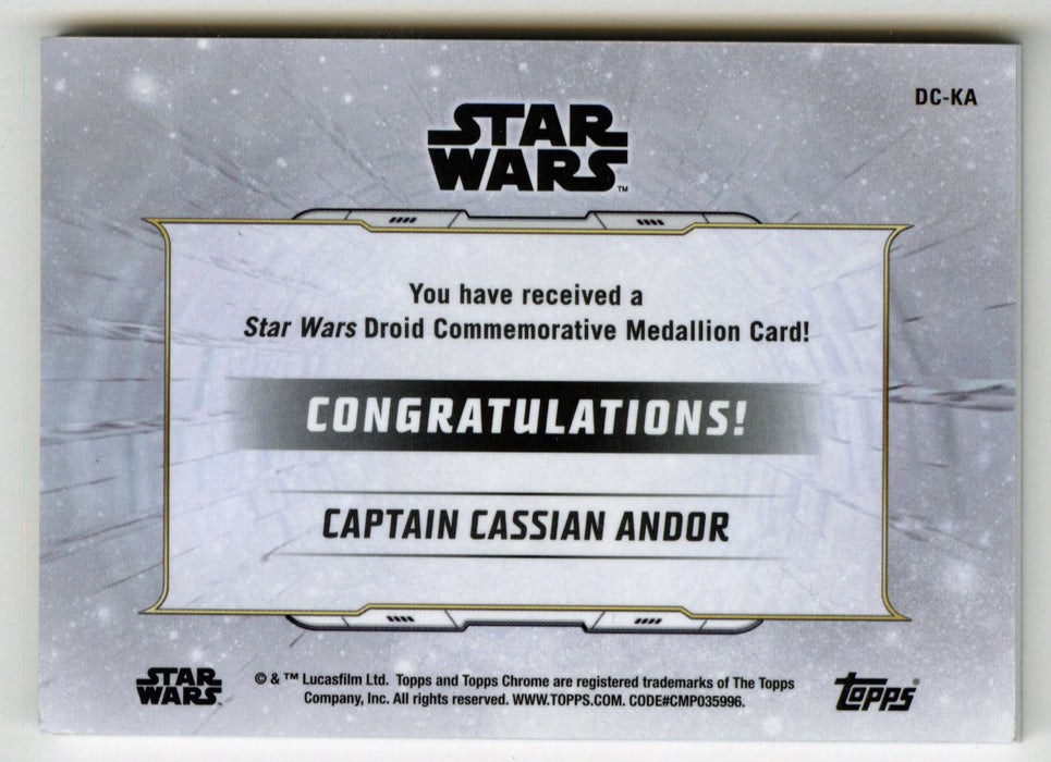 2019 Star Wars Chrome Legacy Blue Cassian Andor Droid Medallion DC-KA Card /99 - TvMovieCards.com