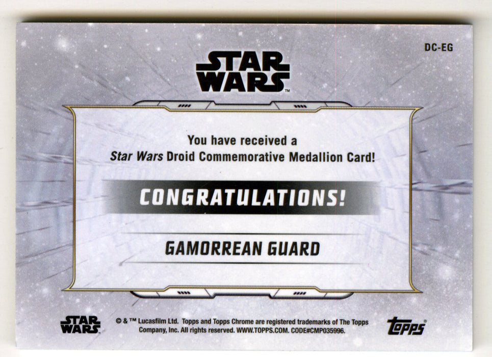 2019 Star Wars Chrome Legacy Blue Gamorrean Guard Droid Medallion DC-EG Card /99
