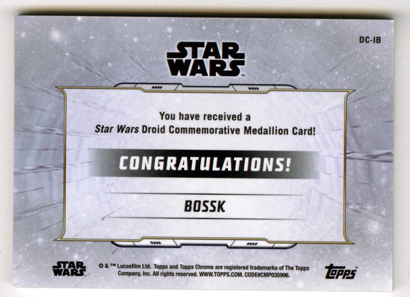 2019 Star Wars Chrome Legacy Blue Bossk Droid Medallion DC-IB Card /99 - TvMovieCards.com