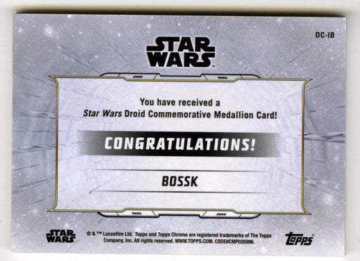 2019 Star Wars Chrome Legacy Blue Bossk Droid Medallion DC-IB Card /99 - TvMovieCards.com