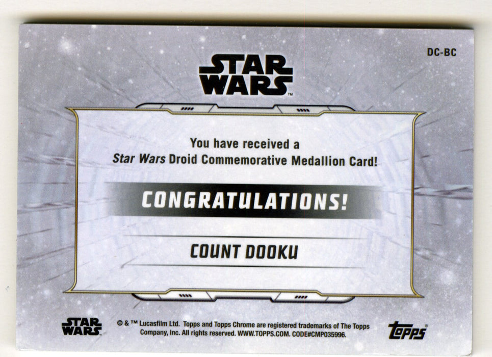 2019 Star Wars Chrome Legacy Blue Count Dooku Droid Medallion DC-BC Card /99 - TvMovieCards.com