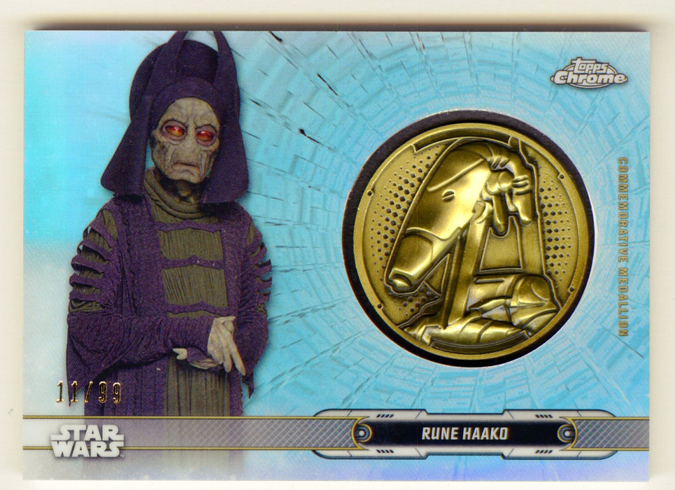 2019 Star Wars Chrome Legacy Blue Rune Haako Droid Medallion DC-BH Card /99