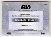 2019 Star Wars Chrome Legacy Blue Chewbacca Droid Medallion DC-CC Card /99 - TvMovieCards.com