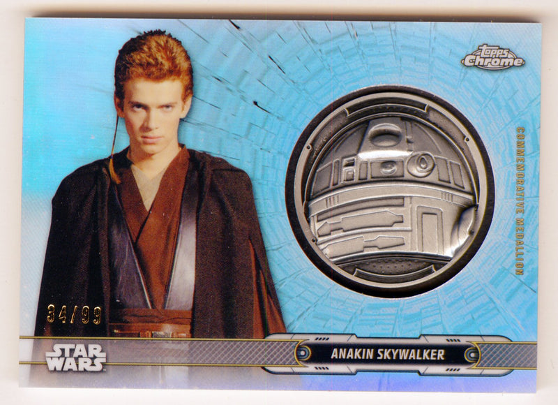 2019 Star Wars Chrome Legacy Blue Anakin Skywalker Droid Medallion DC-RA Card /9 - TvMovieCards.com