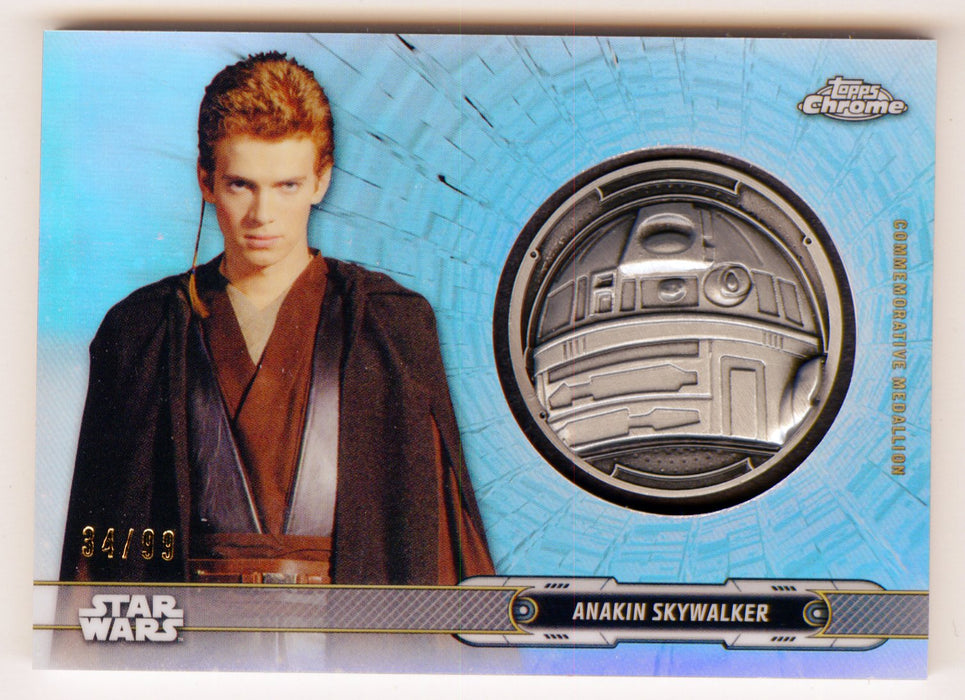 2019 Star Wars Chrome Legacy Blue Anakin Skywalker Droid Medallion DC-RA Card /99 - TvMovieCards.com