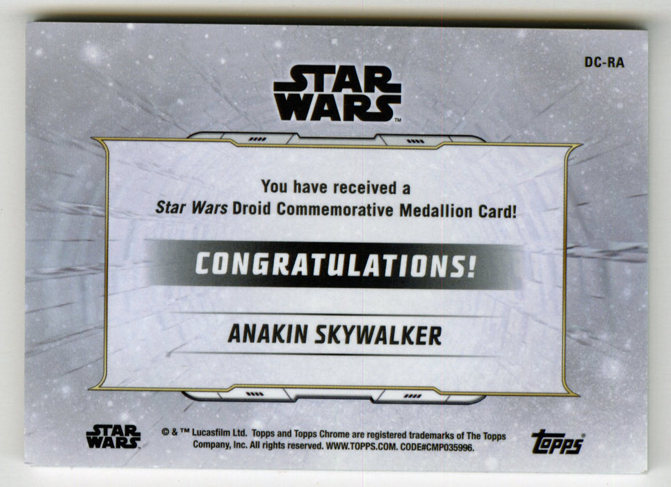 2019 Star Wars Chrome Legacy Blue Anakin Skywalker Droid Medallion DC-RA Card /99 - TvMovieCards.com