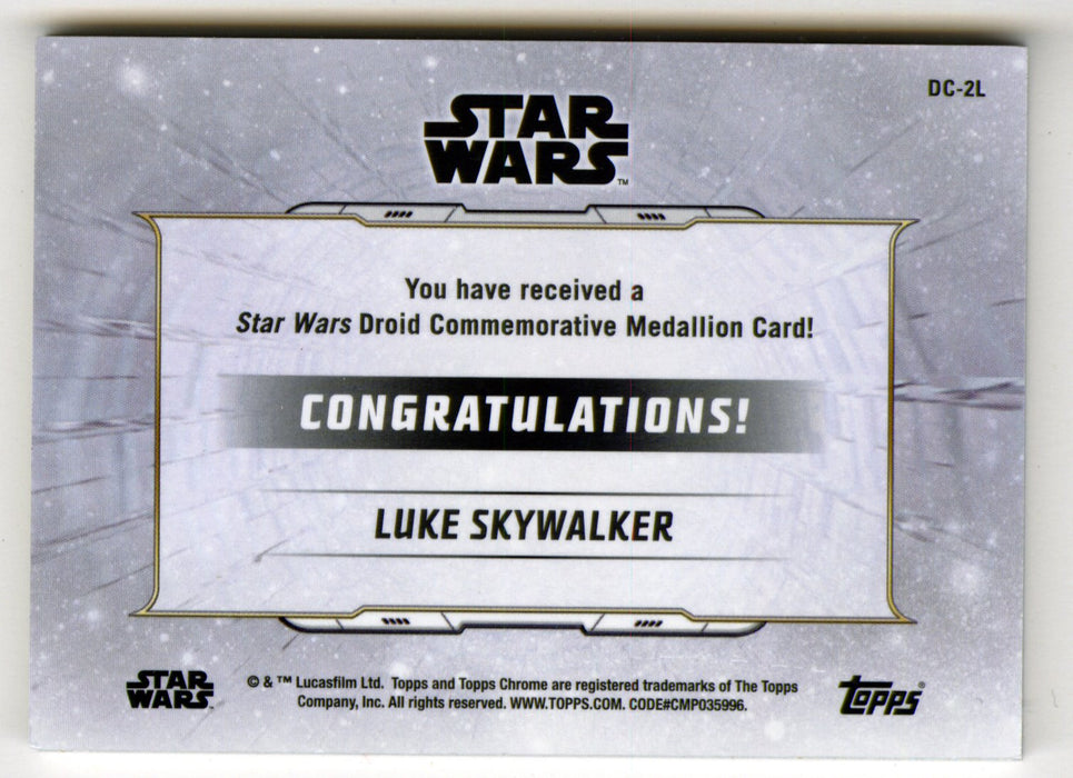 2019 Star Wars Chrome Legacy Blue Luke SkyWalker Droid Medallion DC-2L Card /99