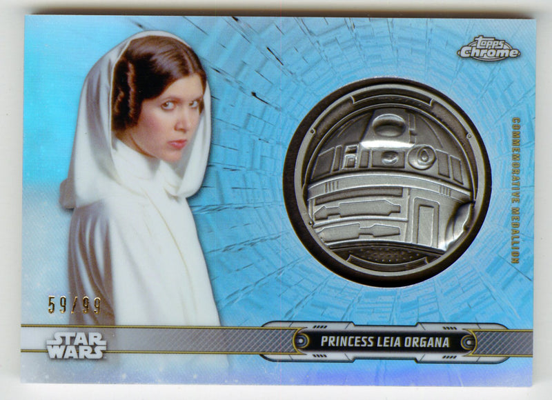 2019 Star Wars Chrome Legacy Blue Princess Leia Organa Droid Medallion DC-RP Car - TvMovieCards.com