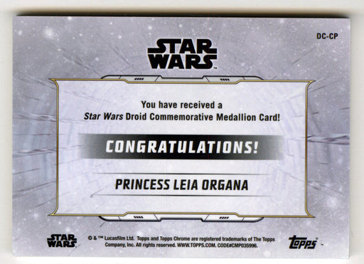 2019 Star Wars Chrome Legacy Blue Princess Leia Organa Droid Medallion DC-CP Car - TvMovieCards.com
