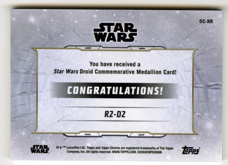 2019 Star Wars Chrome Legacy Blue R2D2 Droid Medallion DC-RR Card /99 - TvMovieCards.com